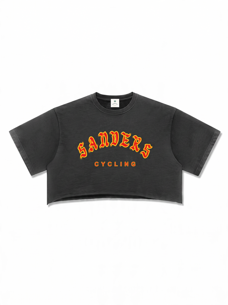SANDERS Cycling women's black washed cotton crop top