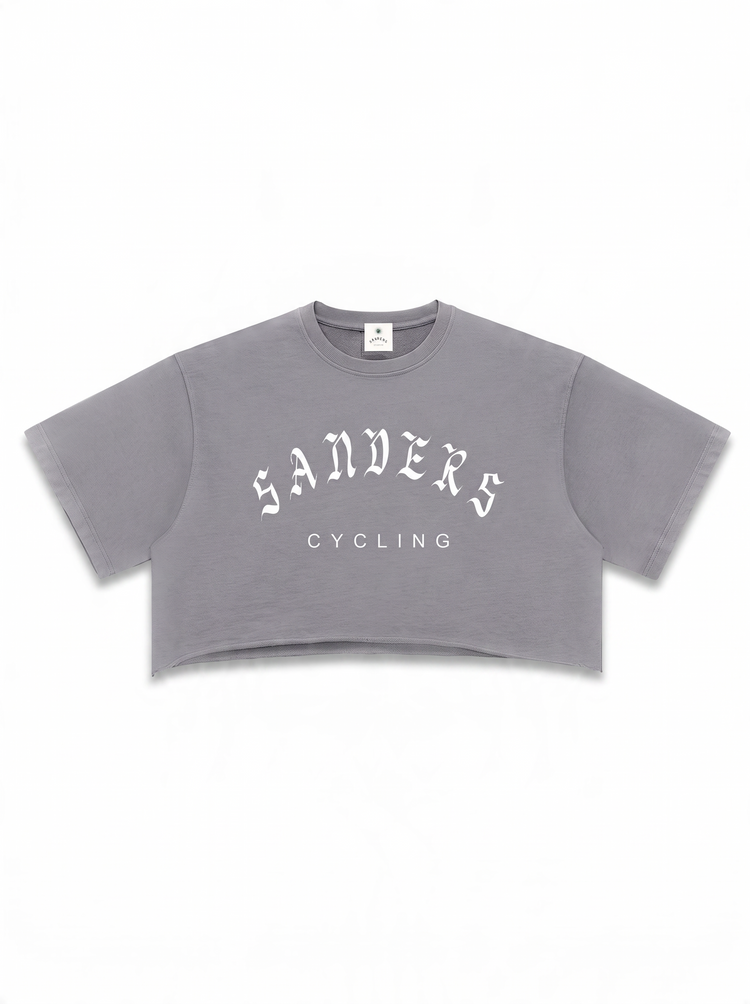 SANDERS Cycling women's washed gray crop top, front