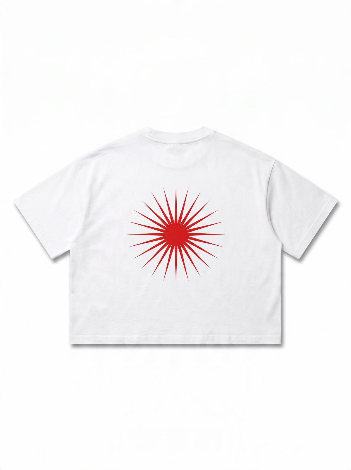 SANDERS Cycling white graphic boxy tee, back with red sunburst